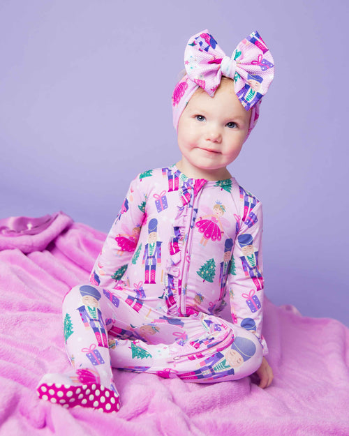 Baby Kids Bamboo Pajamas — Nutty or Nice Biggie Bow — Image 6