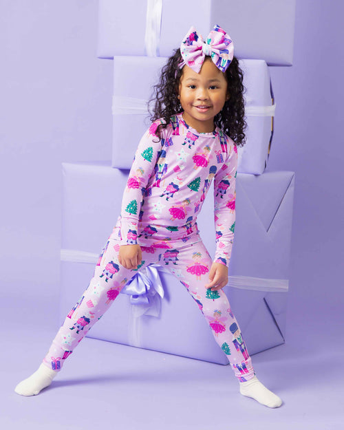 Baby Kids Bamboo Pajamas — Nutty or Nice Biggie Bow — Image 9