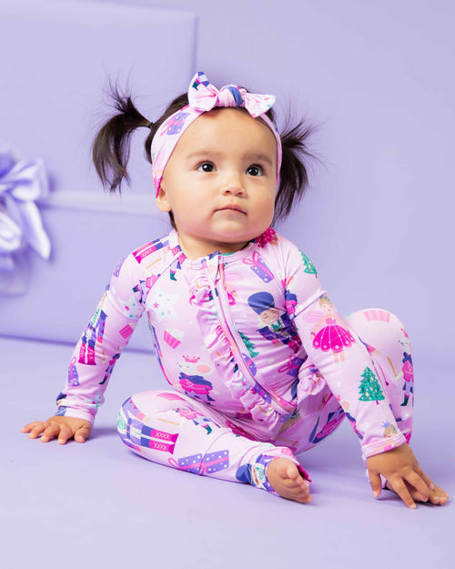 Baby Kids Bamboo Pajamas — Nutty or Nice Convertible Ruffle Romper — Image 4