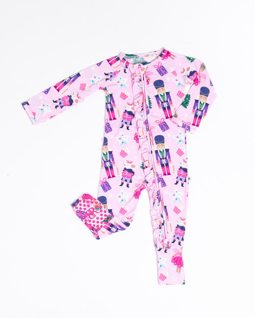 Baby Kids Bamboo Pajamas — Nutty or Nice Convertible Ruffle Romper — Image 2
