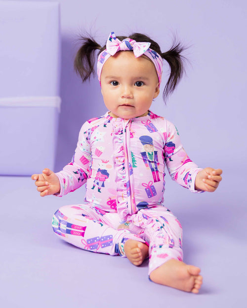 Baby Kids Bamboo Pajamas — Nutty or Nice Convertible Ruffle Romper — Image 5