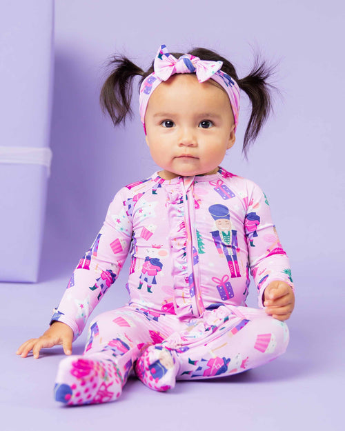 Baby Kids Bamboo Pajamas — Nutty or Nice Convertible Ruffle Romper — Image 9