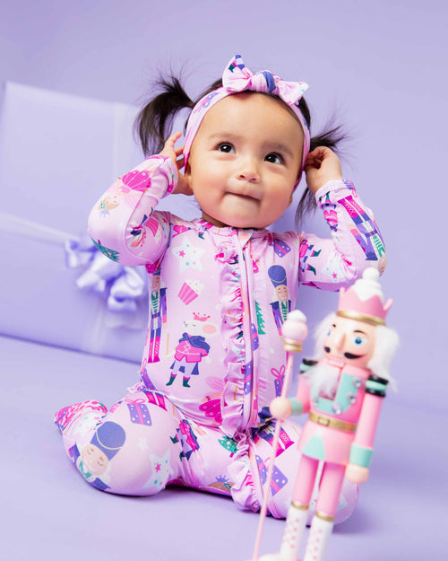 Baby Kids Bamboo Pajamas — Nutty or Nice Convertible Ruffle Romper — Image 10