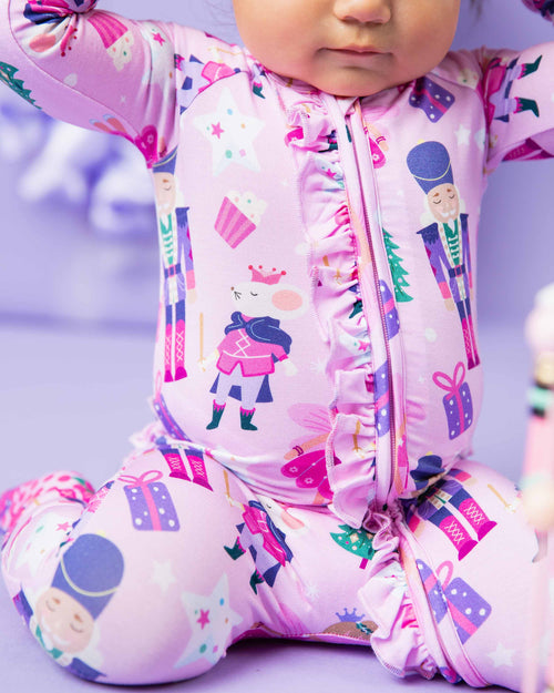 Baby Kids Bamboo Pajamas — Nutty or Nice Convertible Ruffle Romper — Image 3