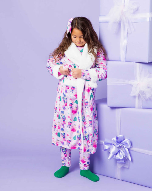 Baby Kids Bamboo Pajamas — Nutty or Nice Kids Plush Robe — Image 7