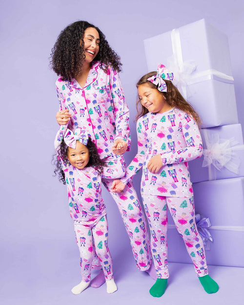 Baby Kids Bamboo Pajamas — Nutty or Nice Women's Long Sleeve Collar Shirt & Pants Pajama Set — Image 4