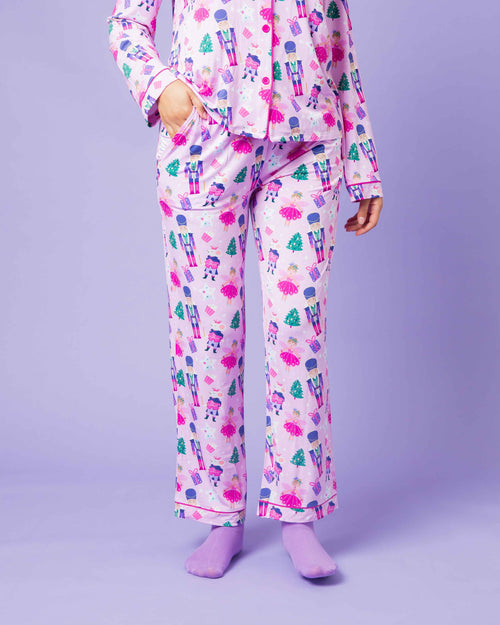 Baby Kids Bamboo Pajamas — Nutty or Nice Women's Long Sleeve Collar Shirt & Pants Pajama Set — Image 5