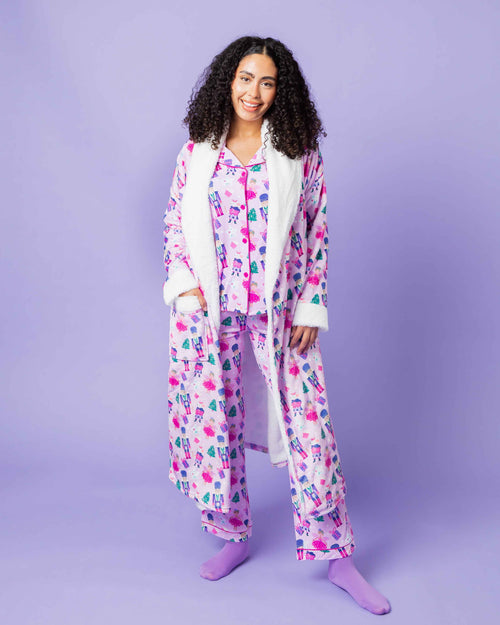 Baby Kids Bamboo Pajamas — Nutty or Nice Women's Long Sleeve Collar Shirt & Pants Pajama Set — Image 6
