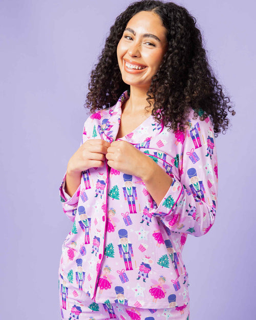 Baby Kids Bamboo Pajamas — Nutty or Nice Women's Long Sleeve Collar Shirt & Pants Pajama Set — Image 7