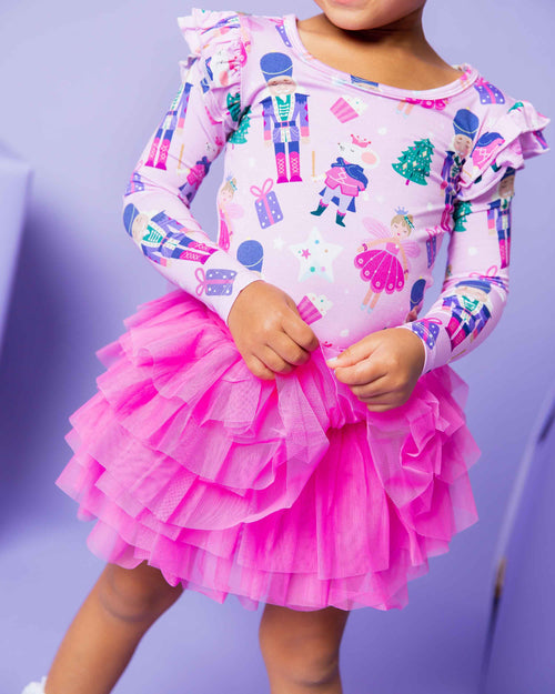 Baby Kids Bamboo Pajamas — Nutty or Nice Long Sleeve Top & Tulle Skort Set — Image 12