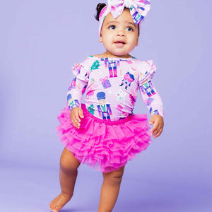 Baby Kids Bamboo Pajamas — Nutty or Nice Long Sleeve Top & Tulle Skort Set — Image 1