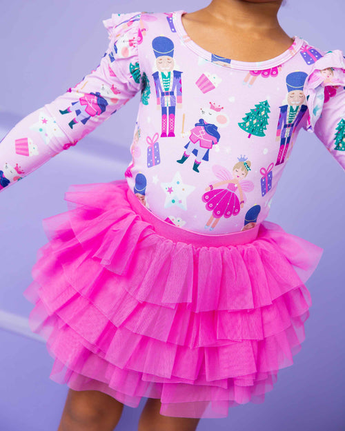 Baby Kids Bamboo Pajamas — Nutty or Nice Long Sleeve Top & Tulle Skort Set — Image 4
