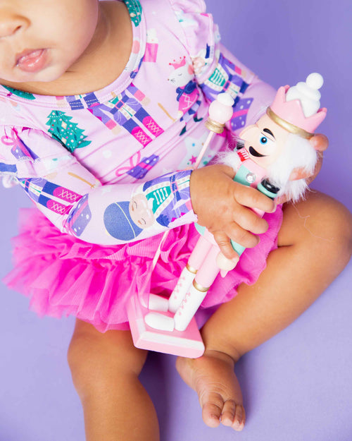 Baby Kids Bamboo Pajamas — Nutty or Nice Long Sleeve Top & Tulle Skort Set — Image 6