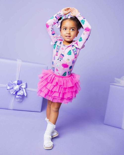 Baby Kids Bamboo Pajamas — Nutty or Nice Long Sleeve Top & Tulle Skort Set — Image 8