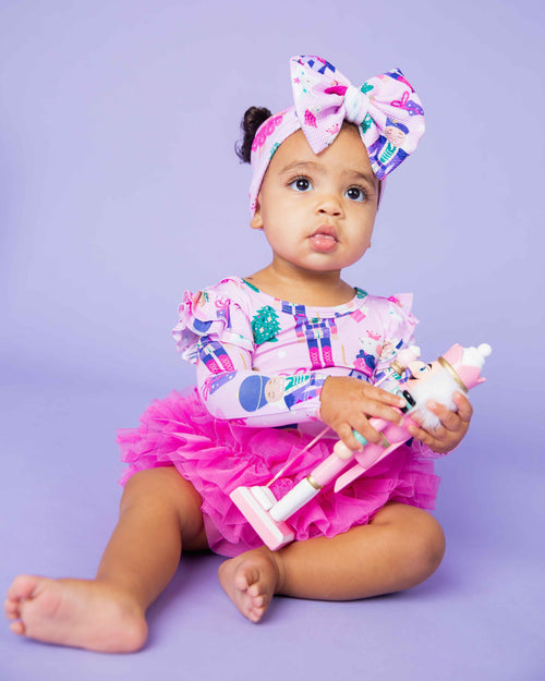 Baby Kids Bamboo Pajamas — Nutty or Nice Long Sleeve Top & Tulle Skort Set — Image 10