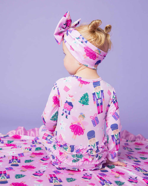 Baby Kids Bamboo Pajamas — Nutty or Nice Ruffle Footie — Image 12