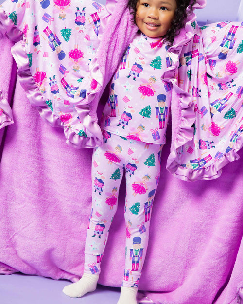 Baby Kids Bamboo Pajamas — Nutty or Nice Ruffled Minky Blanket — Image 3
