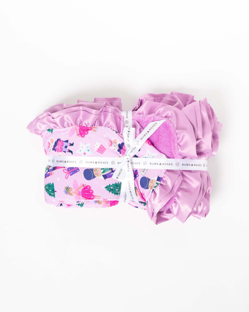 Baby Kids Bamboo Pajamas — Nutty or Nice Ruffled Minky Blanket — Image 2