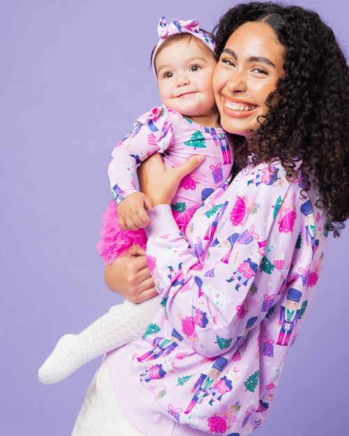 Baby Kids Bamboo Pajamas — Nutty or Nice Women's Relaxed Crew Neck Sweatshirt — Image 2