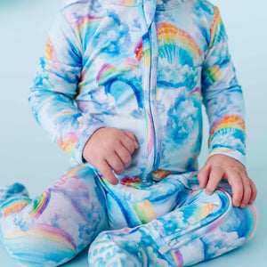 Baby Kids Bamboo Pajamas — On Cloud Shine Footie — Image 1