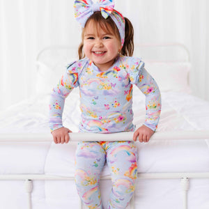 Bums & Roses - Baby & Kids Bamboo Pajamas - Over the Rainbow Biggie Bow - Image 1