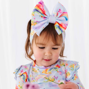 Baby Kids Bamboo Pajamas — Over the Rainbow Biggie Bow — Image 1