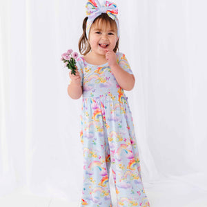 Baby Kids Bamboo Pajamas — Over the Rainbow Wide Leg Jumpsuit — Image 1