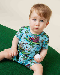 Baby Kids Bamboo Pajamas — Part-Tee Till You Drop Shortie Romper — Image 1