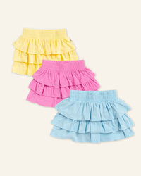 Baby Kids Bamboo Pajamas — Pastel Ruffle Skort Bundle — Image 1