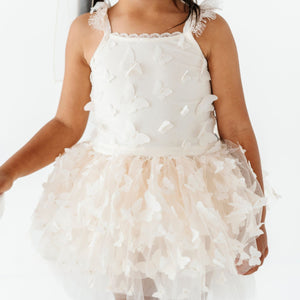 Bums & Roses - Baby & Kids Bamboo Pajamas - Pearl Butterfly Tulle Tutu Dress - Image 1