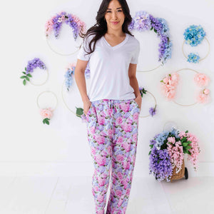 Baby Kids Bamboo Pajamas — Petal Me This Women’s Wide Leg Pants — Image 1