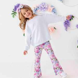 Bums & Roses - Baby & Kids Bamboo Pajamas - Petal Me This Crew Neck & Bell Bottoms Set - Image 1