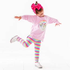 Bums & Roses - Baby & Kids Bamboo Pajamas - My Little Pony: Classic Pink Crew Neck & Rainbow Leggings - Image 1