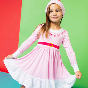 Baby Kids Bamboo Pajamas — Buddy The Elf™ Pink Long Sleeve Dress & Shorts Set — Image 1
