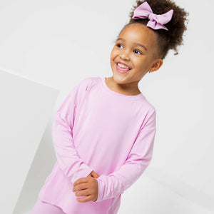 Baby Kids Bamboo Pajamas — Mauve Over, Pink Long Sleeve Shirt — Image 1