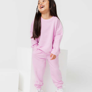 Baby Kids Bamboo Pajamas — Mauve Over, Pink Relaxed Fit Jogger Set — Image 1