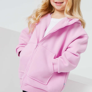 Baby Kids Bamboo Pajamas — Mauve Over, Pink Zip-Up Heavyweight Hoodie — Image 1