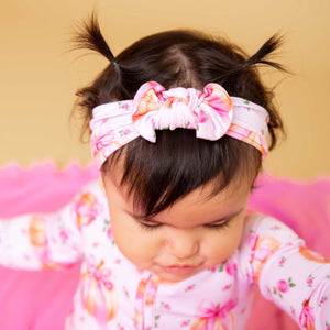 Baby Kids Bamboo Pajamas — Pink of the Patch Headwrap — Image 1