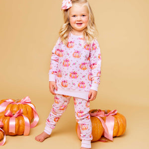 Baby Kids Bamboo Pajamas — Pink of the Patch Jogger Set — Image 1