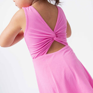 Baby Kids Bamboo Pajamas — Pinky Promise Sleeveless Twistback Dress — Image 1