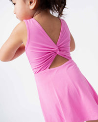 Baby Kids Bamboo Pajamas — Pinky Promise Sleeveless Twistback Dress — Image 1