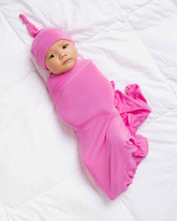 Baby Kids Bamboo Pajamas — Pinky Promise Swaddle & Beanie Set — Image 1