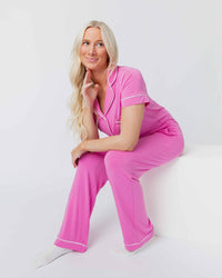 Baby Kids Bamboo Pajamas — Pinky Promise Women's Short Sleeve Collar Shirt & Pants Pajama Set — Image 1