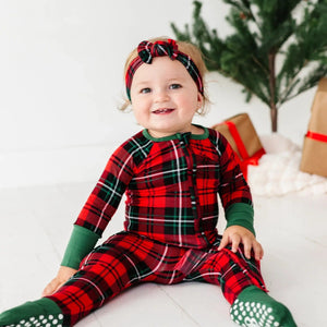 Bums & Roses - Baby & Kids Bamboo Pajamas - You Plaid Me At Hello Headwrap - Image 1