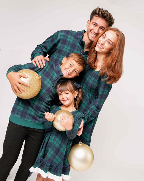 Baby Kids Bamboo Pajamas — Plaid Tidings 1/4 Zip Pullover Sweatshirt — Image 7
