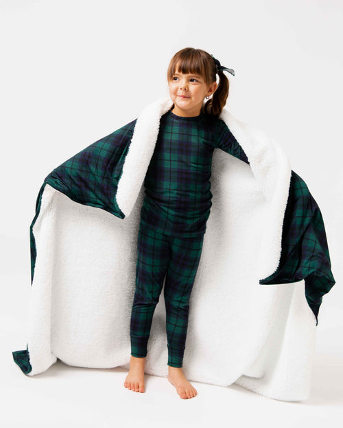 Baby Kids Bamboo Pajamas — Plaid Tidings Bum Bum Blanket - Plush — Image 3