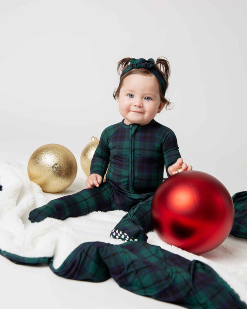 Baby Kids Bamboo Pajamas — Plaid Tidings Bum Bum Blanket - Plush — Image 6