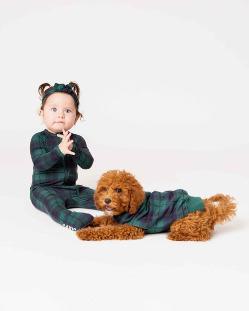 Baby Kids Bamboo Pajamas — Plaid Tidings Convertible Romper — Image 8