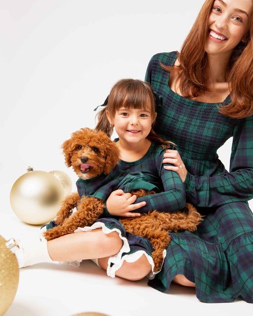 Baby Kids Bamboo Pajamas — Plaid Tidings Dog Sweater — Image 3