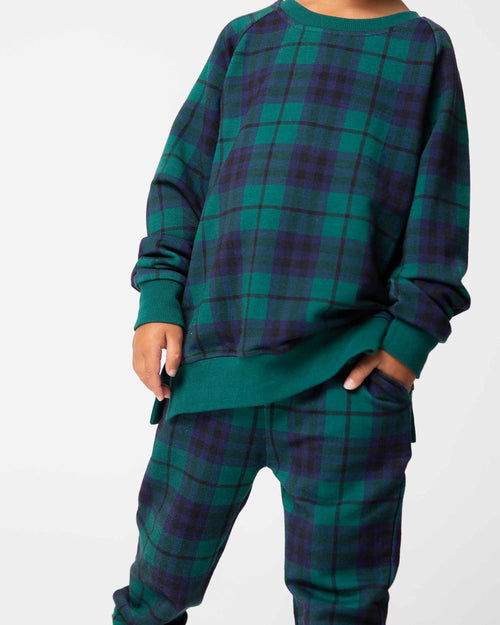 Baby Kids Bamboo Pajamas — Plaid Tidings Jogger Set — Image 3
